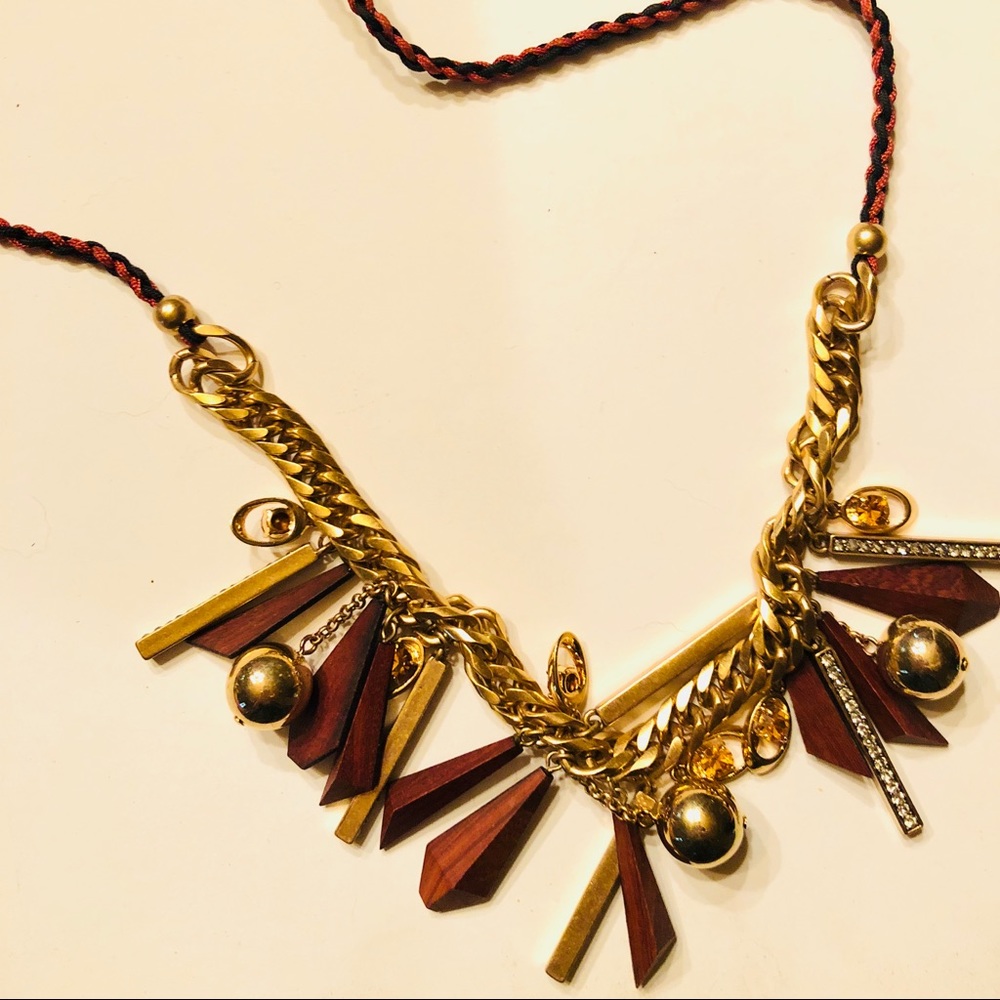 J Crew mixed material statement necklace
